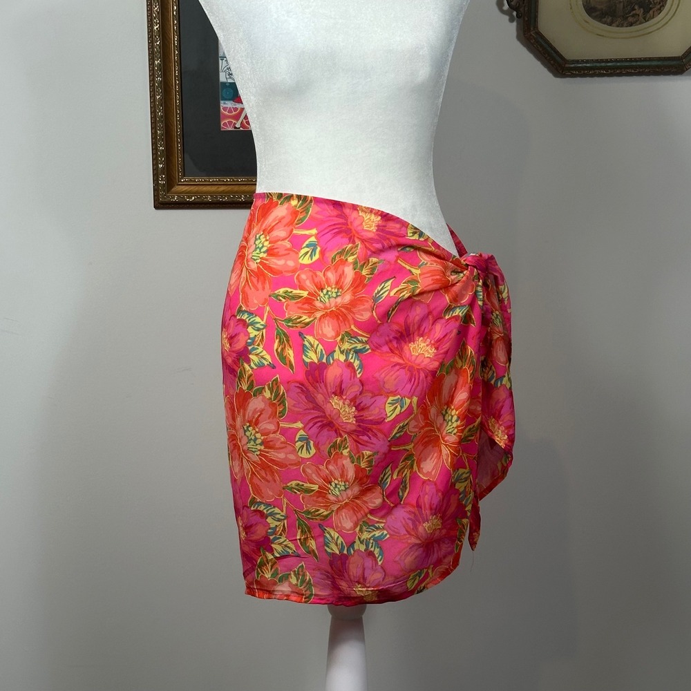 Beach Riot Melanie Sarong in Miami Peony - Pink Floral Summer Beach Sheer